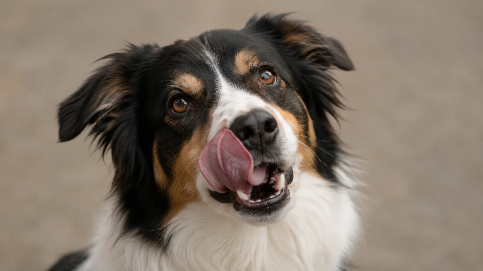 dog licking the air