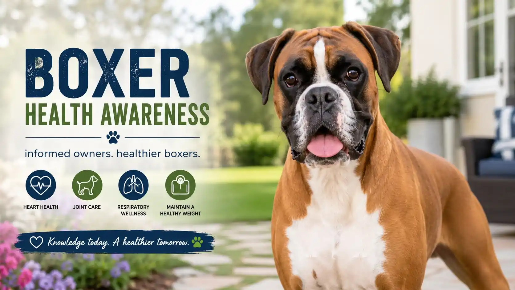 Boxer dog sitting outdoors showing signs of good health and energy