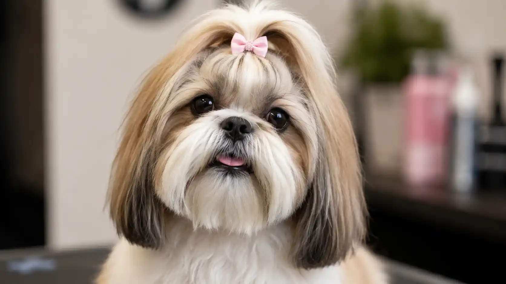 Shih Tzu with a freshly groomed, tangle free coat